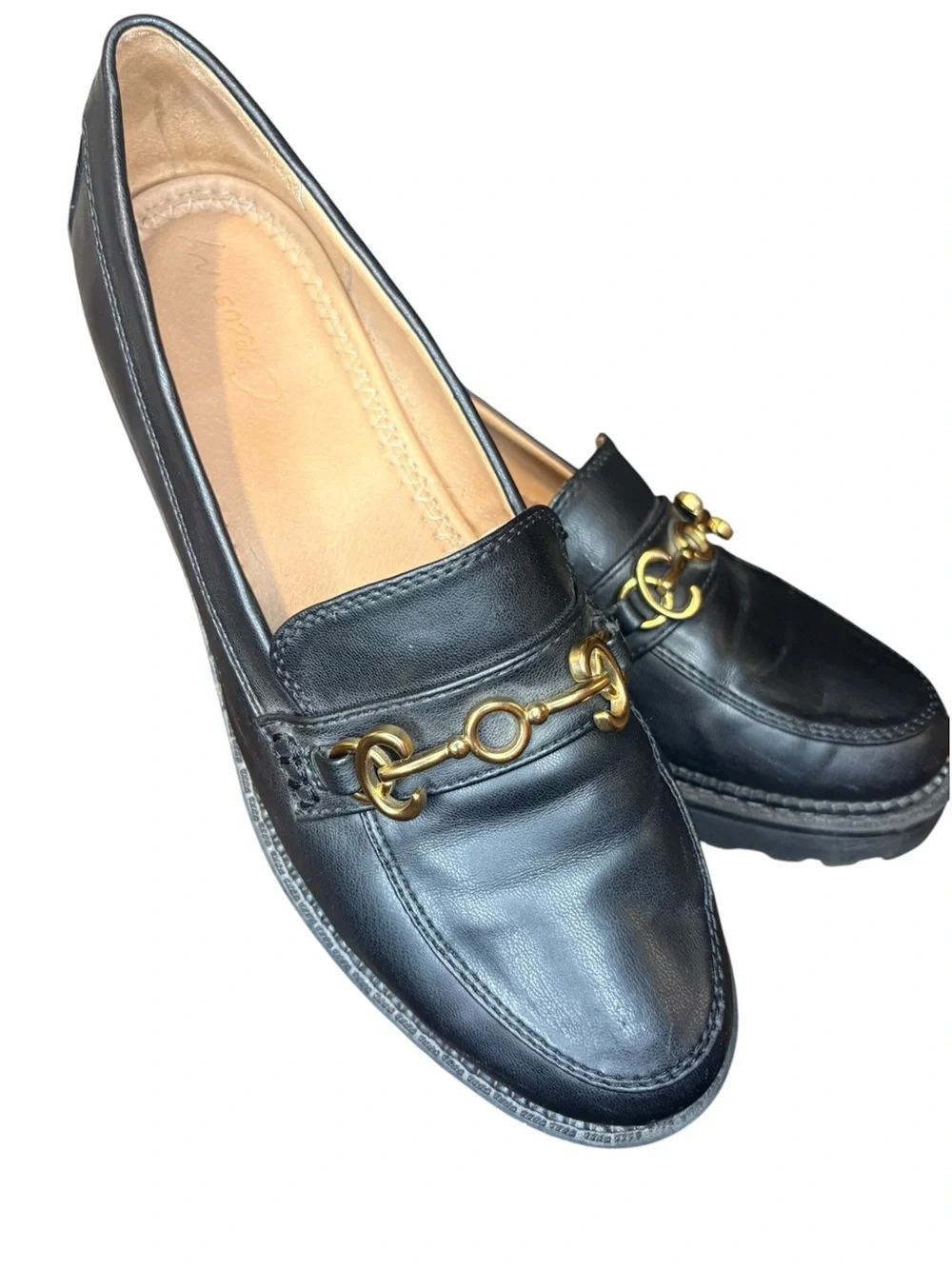 Circus by Sam Edelman Black Leather Women's Chain Loafer